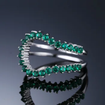 JewelPalace Simulirani Nano Smaragdni Prstan 925 Sterling Silver Obroči za Ženske Stackable Obroči Band Srebro 925 Nakit Fine Nakit