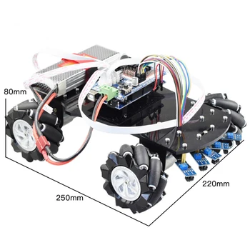Line Sledenje Smart RC Mecanum Kolo Robota Avto Omni-Directional za Arduino z 12V Dajalnik Motorja DIY Projekt STEBLO