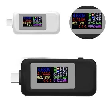 Tip-C Barvni Zaslon USB Tester 0-5A Trenutno 4-30V Napetost USB Polnilnik Tester Moči Meter Mobilne Baterijski Detektor Metrov