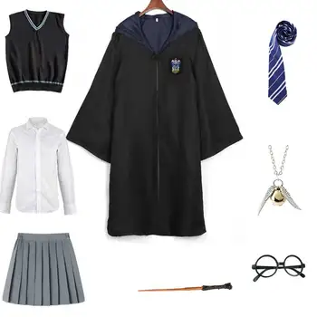 Odrasli Otroci Potter Kostum Hermiona Oblačila Čarobno Šolo Enotno Ravenclaw Slytherin Plašč Plašč Halloween Kostum