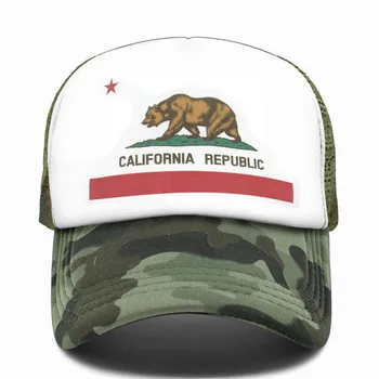 California Trucker Kapa S Šcitnikom Moški Nosijo Kaliforniji Republika Zastave, Kape Ženske Smešno Hip Hop Klobuk Baseball Skp Cool Mesh Skp