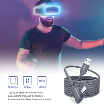5M Podatkov Line Kabel napajalni Kabel Za Oculus Prizadevanju 1/2 Povezavo VR Slušalke USB 3.0 Tip C Prenos Podatkov Tipa C Do USB-A VR Accessorie