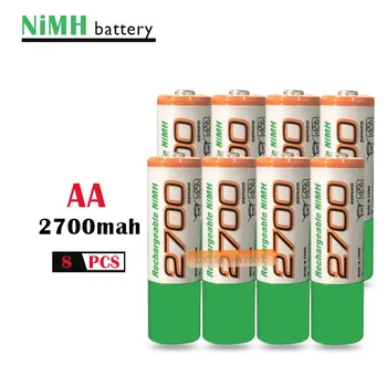 8pcs/veliko Izvirnih polnilne baterije AA 2700 mAh ni-mh AA 1,2 v baterije