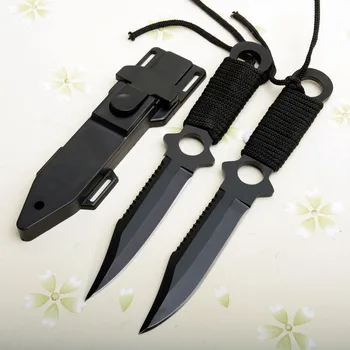 Črna Barva Ameriški Padalec Reševalni Nož za Kampiranje Preživetje Noži Fiksno Rezilo Noža Lovski Nož Naravnost ABS Tulec