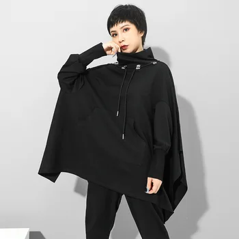 Max LuLu Novo 2020 Korejski Modni Oblikovalec Ženske Prevelik Svoboden Trenirke Ženske Priložnostne Jeseni Hoodies Ženski Črne Obleke