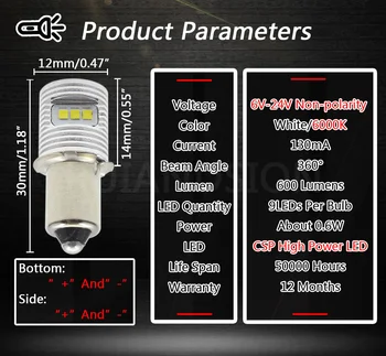 2PCS P13.5S 0,6 W 3V DC4.5V 6-24V CSP LED Žarnice Žarnica Svetilka Zamenjava Žarnice Svetilke Zasilne Svetilke Žarnice Delo Svetlobe,