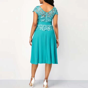 Vintage Elegantno Šifon Čipke A-linija Obleke Ženske, Poletje, Jesen 2020 Priložnostne Plus Velikost Seksi Povoj Slim Dolgo Stranka Obleko