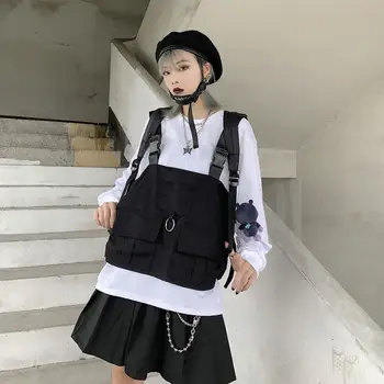 Majice za Ženske, Elegantna Suspender Design BF Slog Harajuku Poletje brez Rokavov College Teens Telovnik Fant Vse-tekmo Nove Modne Ženske