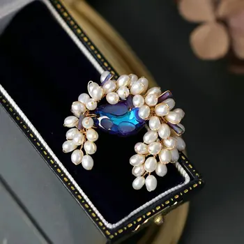 SINZRY ustvarjalne ročno izdelan nakit naravnih sladkovodnih crystal pearl pulover elegantno broške pin ženski modni nakit