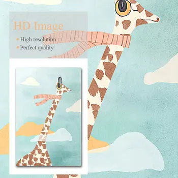 Otrok Plakat Žirafa Zajček Živali Risanka Ilustracije Vrtec Tiskanja Platno Umetniško Slikarstvo Nordijska Otrok, Otroška Soba Dekoracijo Sliko