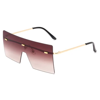 LongKeeper Prevelik Kvadratnih Ravno Top sončna Očala Ženske Moški Modni Luksuzni Rimless Očala Velikih Rjavih Odtenkih Oculos UV400