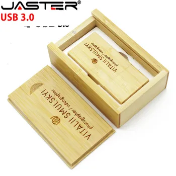 JASTER USB 3.0(nad 1PCS brezplačno LOGOTIP) lesene USB ključek USB+box pendrive 4G 16 G 32 G 64 G po meri LOGO fotografija poročno darilo