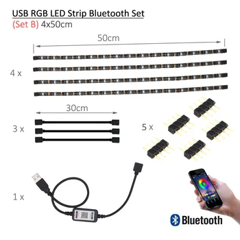 TV Ozadja USB RGB LED Trakovi Bluetooth 5V Tira LED Trak SMD 5050 Prilagodljiv Trak za TV Računalnik Polarizirani Svetlobi