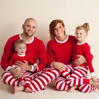 Črtasto Božič Pižamo Nastavite Mama, Hči Poln Rokav Sleepwear Družino Ujemanje Oblačila starši-otrok, Družina Obleke More