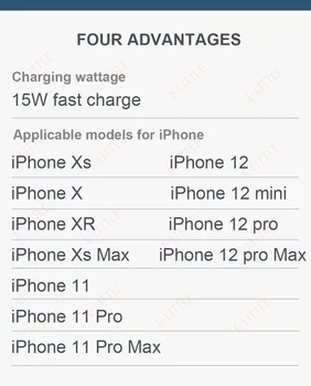 15 W Brezžični Polnilec za Iphone 12 Serie, Vsebujejo 18W ZDA/ EU/ UK Vtič, Podporo Magnet Brezžični Qi Hitro Polnjenje za Xiaomi