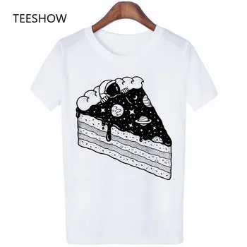 Nov Poletni Astronavt raziskovanje Tshirt Tiskanja Harajuku Estetske Majica s kratkimi rokavi Ženske Priložnostne Beli Vrhovi Modi T Shirt Graphic Tee Ženske