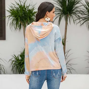 2020 Pomlad Tie-dye Hoodies Ženske Obleke Harajuku Sweatshirts Dolg Rokav Dame Moda Priložnostne Hooded Vrhovi Puloverju Majica