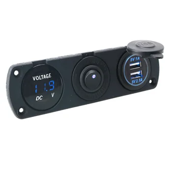 3.1 12-24V Dvojno USB Avto Polnilec LED Zaslon Telefona, Baterije, Avto Hitri Polnilnik Z Voltmeter Nepremočljiva Stikalo