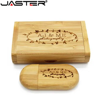 JASTER ( 1 kos nad prost logotip) lesene usb + box ključek 4 GB, 16GB 32GB 64gb usb Memory Stick stranka logotip poroko gif