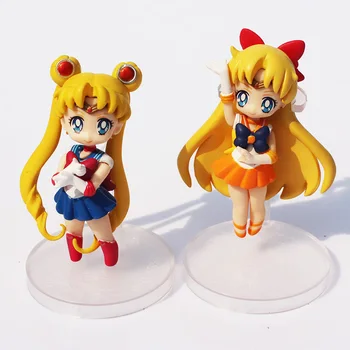 4pcs/set Sailor moon Tsukino Venera, Jupiter Artemis Mačka PVC Slika Igrača, S Gift Box s