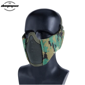 Pol Obraza Airsoft Očesa Masko z Ušesa Vojaško Taktično Nižje Obraz Zaščitni Dihanje Paintball Maska