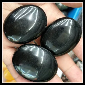 1pcnature rumena jadee kamen črni obsidian NE Luknjo velikosti 44x35mm za kamen kroglice zbirke nakita zaslon ali obrti dekoracijo