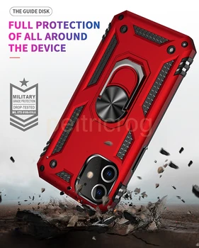Shockproof Oklep Oporo Primeru Telefon Za iPhone 12 11 XR Pro XS Max X 6 6S 7 8 Plus Prst Magnetni Obroč Imetnik Anti-Padec Pokrov