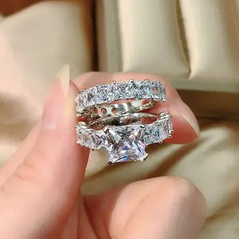 OEKDFN 925 Sterling Silver Obroči Ustvarili Moissanite Diamanti Gemstone, Poroke, Posla Luksuzni Obroč Za Ženske Fine Nakit