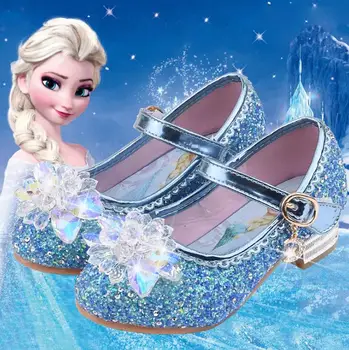 Disney novo Elsa Čevlji Za Dekleta Risanka Leather Otroci Čevlji Zamrznjene Princesa Otroci Čevlji Dekle Sandali Dress Snow Queen Sandali