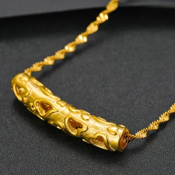 Debelo čistega Zlata Barva srce obesek Choker Ogrlica za ženske,modni novo 24k napolnjena poroko ogrlico, obesek, 45 cm