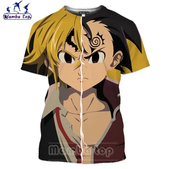 Anime Majica 3D Tiskanja Sedem Smrtnih Grehov Tshirt Modni Moški Ženske Meliodas Tees Vrhovi Zabavno Moške majice Hip Hop Puloverju E-1