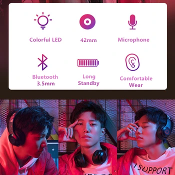 Moda Jezen Medved LED Brezžične Slušalke Bluetooth Slušalke 5.0 Zložljive Globok Bas Aux Nad uho Gaming Slušalke Za Mobilne PC