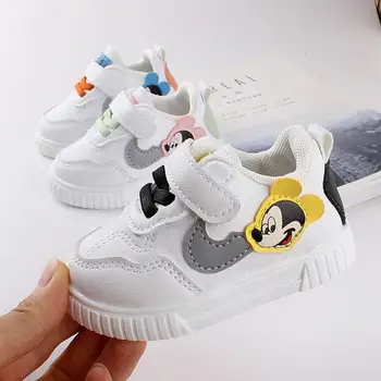 Otroški športni čevlji jeseni novi fantje Mickey Mouse čevlji dekleta anti-skid beli čevlji fantje starš-otrok priložnostne čevlji malčka