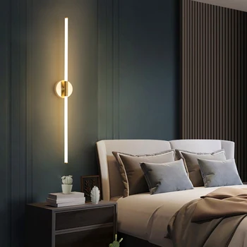 Zlato Sodobni LED kratek spalnica študija stenske luči, preprosto postelji svetilko Ustvarjalne Akril svetlobe cevi Dnevni sobi Doma stenske svetilke