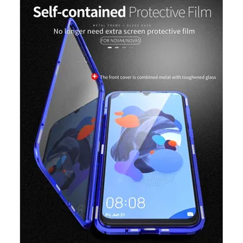 Dvojno Stranicami, Kaljeno Steklo Ohišje Za Samsung M31 Luksuzni Kovinski Magnetni Mobilne Cover 360-Stopinjski Zaščitna torbica