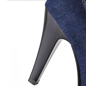 MAZIAO Žensk Kolena Čevlji za Dame, Dolge Boot Plus Velikost 34-43 na Prodajo Krog Toe Novo Jean stiletto pete škornji