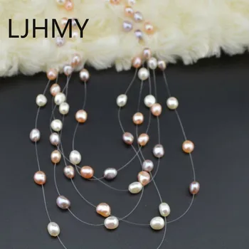 LJHMY Multi-layer Naravni Biser Poročna Ogrlica Stranka Chokers Ogrlice Trendy Sklop Pearl Collares De Moda 2019