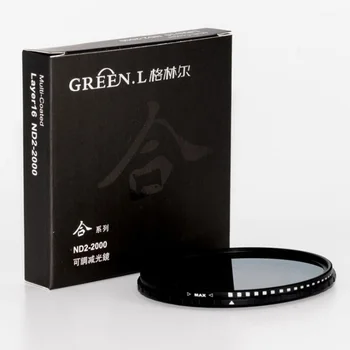 GreenL Spremenljivka ND2-2000 ND2, da ND2000 Nevtralni Filter 52 55 58 62 67 72 77mm za CANON, NIKON Digitalni Fotoaparat, Objektivi DSLR