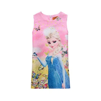 2020 Poletje Baby Girl Obleke Za Dekleta Princesa Vestidos Vročina 2 Zamrznjene Ana Elsa Obleko Metulja Print Stranka Obleko Otrok Kostum