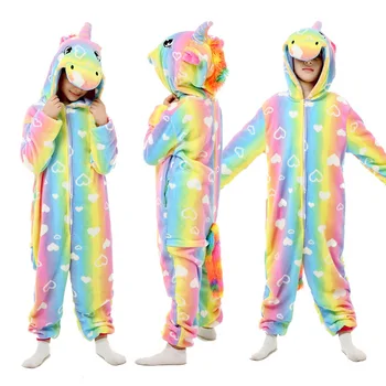 Samorog Kigurumi Otroci Sleepwear Fantje Dekleta Stich Pižamo Otrok Smešno Živali Pozimi Baby Onesies Kostum Flanela Unicornio