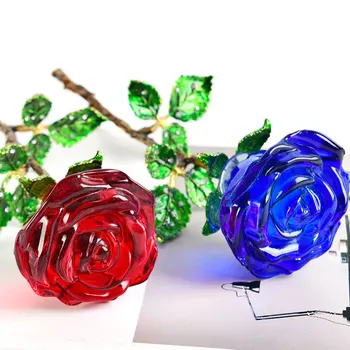 Kristalno Steklo Rose Cvet Figurice Plovila, Poroka, Valentinovo, Darila X'mas Darila, Poroka Doma Mizo Dekoracijo Ornament