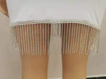 Diamanti Tassel Gatsby Elegantno Obleko Brez Naramnic Špageti Trak Mini Bodycon Ženske Obleke Noč Clubwear Dame Stranke Obleke