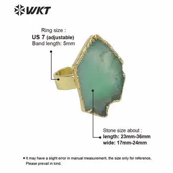 WT-R362 Najnovejši Zeleni Kamen Ravno Obroč Za Stranke Visoke Kakovosti Naravnih Cabochon Ženski Prstan Z Zlato Electroplated