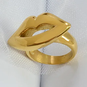 Seksi ustnice zlato izjavo obroč za ženske iz nerjavečega jekla hyperbole midi obroč stranka korejski moda