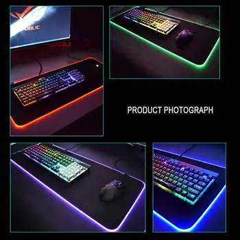 RGB 7 Pisane Svetlobna Gaming Mouse Pad LED Osvetlitev Miško Mat za Prenosni RAČUNALNIK Namizni Prenosni Pripomočki