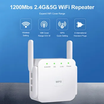 5 Ghz WiFi Repetitor Brezžičnega Wifi Extender 1200Mbps Wi-Fi Ojačevalnik 802.11 N Dolge razdalje, Wi fi Signal Booster 2.4 G Wifi Repiter