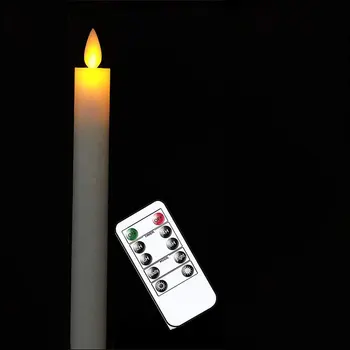 10 kosov Daljinski upravljalnik Flamless Električni Sveče,Plastični Ponaredek Ples Sveče,Realni Swing Taper Sveča, Za Poroke