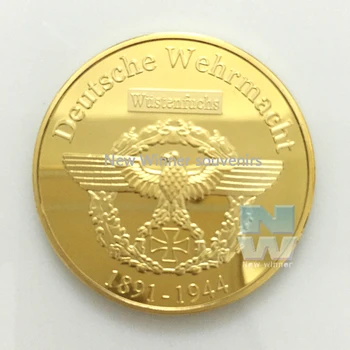 WW2 Deutsche Erwin Rommel 999 Fine pozlačeni spominski po meri nemški kovanec Brezplačna dostava
