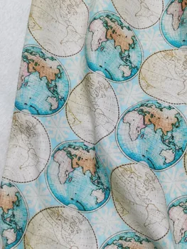 Zemlja Zemljevid po vsem Svetu Geografsko Ozemlje Petih Celinah Ocean Obzorja Navaden Bombažne Tkanine DIY šivanje Oblačil Tkiva