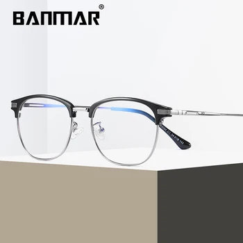 BANMAR DESIGN Moških TR90 Očal Okvir Ultralahkih Kvadratnih Oči, Kratkovidnost Recept Očala Moški Pol Optični Okvir Oculos 5054